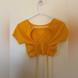 Mustard cross back crop top